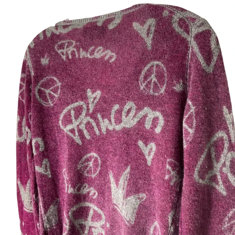 Princess Goes Hollywood Peace Rhinestone Cashmere Sweater Purple Size Small